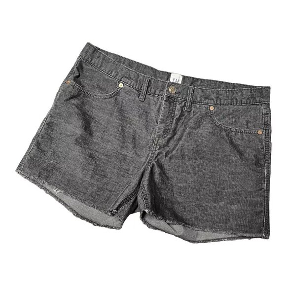 GAP Corduroy Shorts Women 14 Silver Bells Gray Fray Hem Stretch - Picture 2 of 9